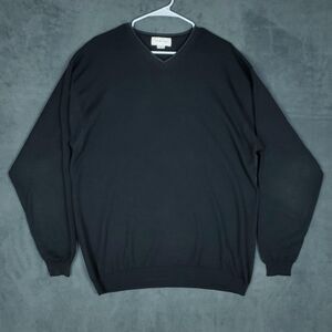 Murano Sweater Mens XL Black Solid Classic V-Neck Knit Pullover Made In Italy